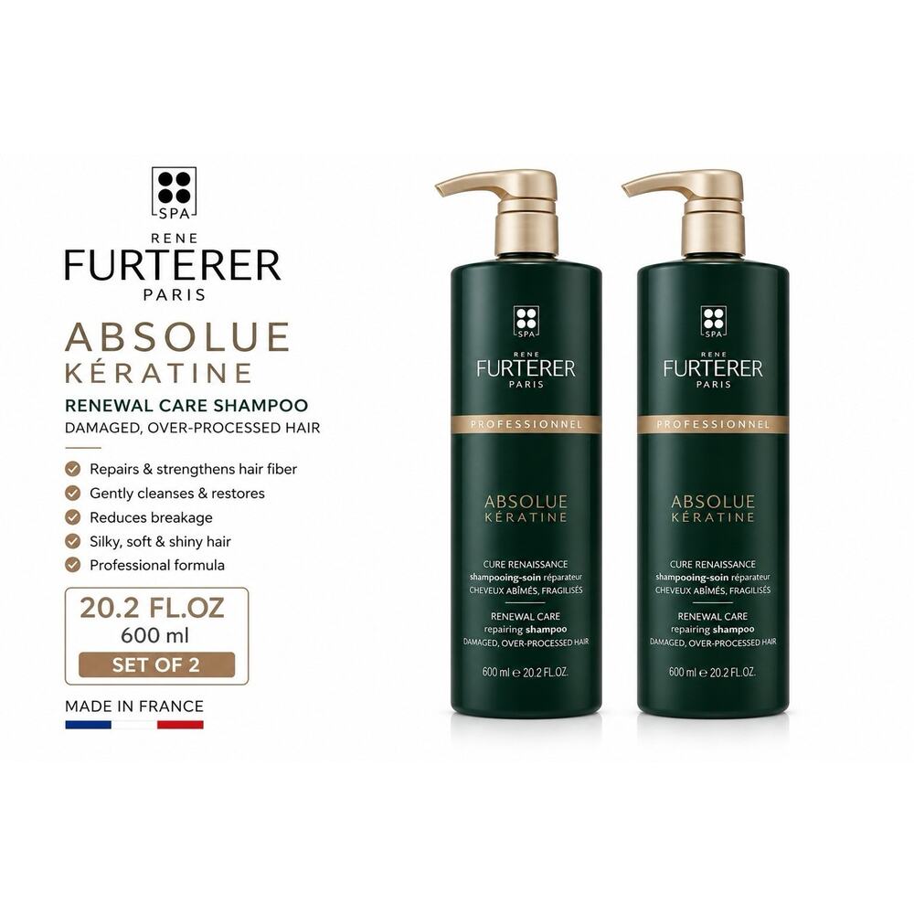 Rene Furterer Absolue Keratine Renewal Care Shampoo 20.2 Fl.Oz 600ml Set 2